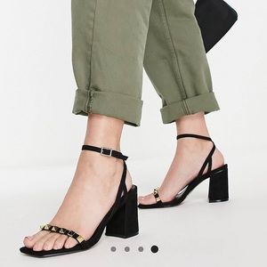 2 pairs of ASOS Wide Fit Holt studded mid heeled sandals